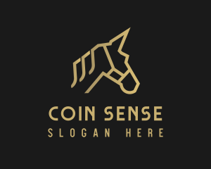 Gold Unicorn Horse logo design