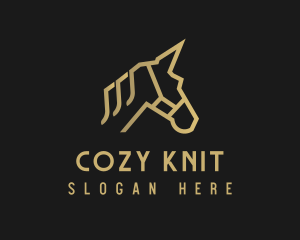 Gold Unicorn Horse logo design