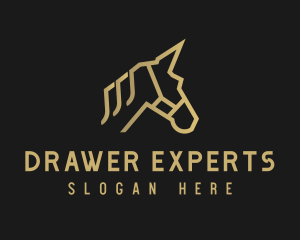 Gold Unicorn Horse logo design