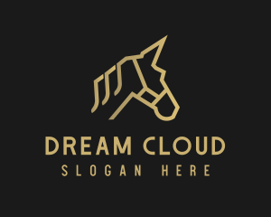 Gold Unicorn Horse logo design