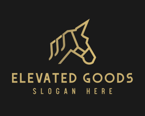 Gold Unicorn Horse logo design