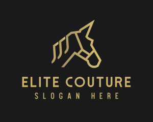 Gold Unicorn Horse logo design