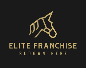 Gold Unicorn Horse logo design