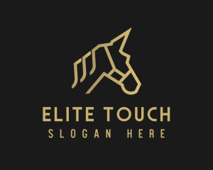 Gold Unicorn Horse logo design