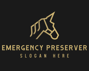 Gold Unicorn Horse logo design