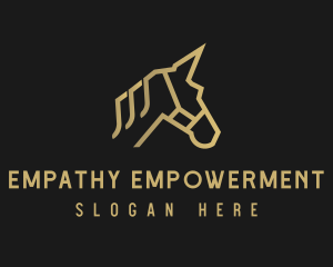 Gold Unicorn Horse logo design