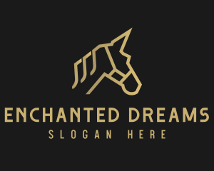Gold Unicorn Horse logo