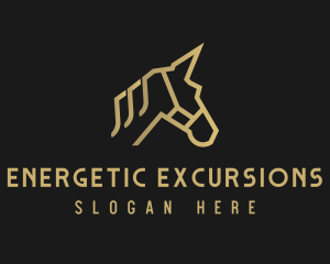 Gold Unicorn Horse logo design