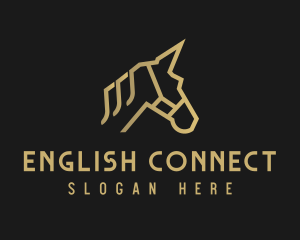 Gold Unicorn Horse logo design