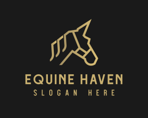 Gold Unicorn Horse logo