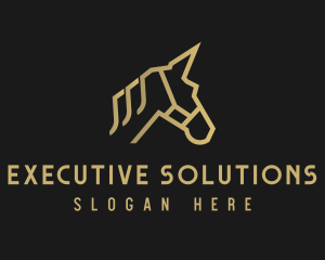 Gold Unicorn Horse logo design