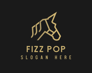 Gold Unicorn Horse logo design