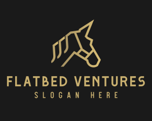 Gold Unicorn Horse logo design