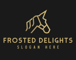 Gold Unicorn Horse logo design