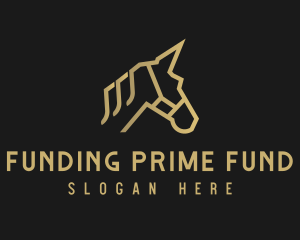 Gold Unicorn Horse logo design