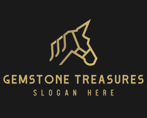 Gold Unicorn Horse logo design