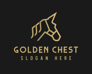 Gold Unicorn Horse logo design