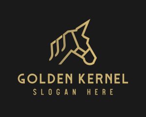 Gold Unicorn Horse logo design