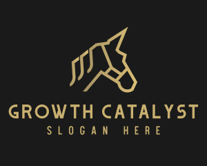 Gold Unicorn Horse logo design