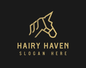 Gold Unicorn Horse logo design