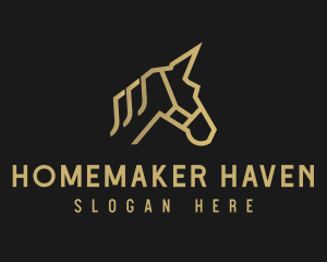 Gold Unicorn Horse logo design