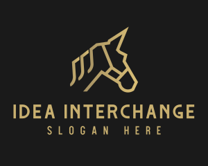 Gold Unicorn Horse logo design