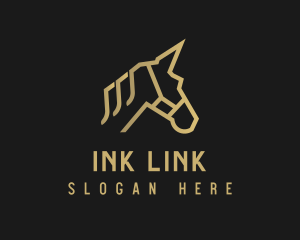 Gold Unicorn Horse logo design