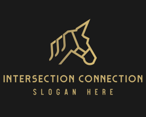 Gold Unicorn Horse logo design