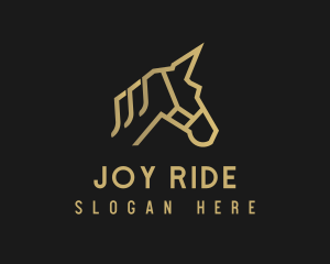 Gold Unicorn Horse logo design