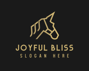 Gold Unicorn Horse logo design