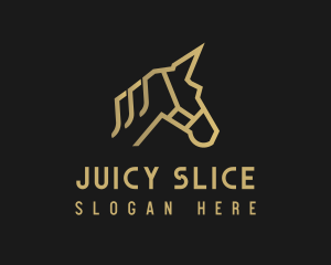 Gold Unicorn Horse logo design