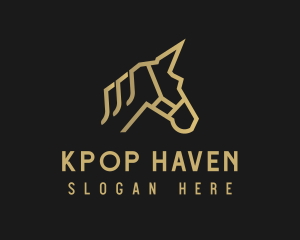 Gold Unicorn Horse logo design