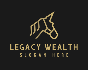 Gold Unicorn Horse logo design