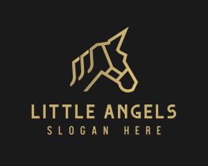 Gold Unicorn Horse logo design