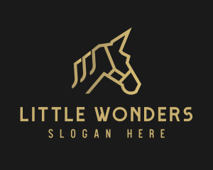 Gold Unicorn Horse logo design