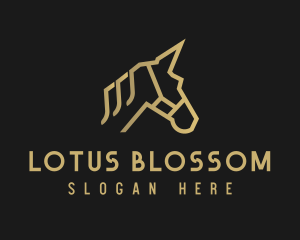 Gold Unicorn Horse logo design