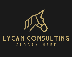 Gold Unicorn Horse logo design