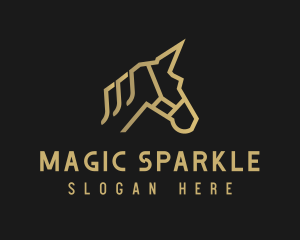 Gold Unicorn Horse logo design