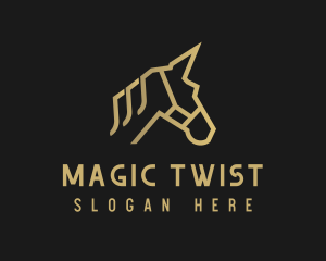 Gold Unicorn Horse logo design