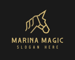 Gold Unicorn Horse logo design