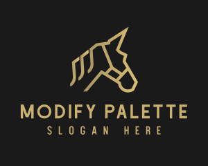 Gold Unicorn Horse logo design