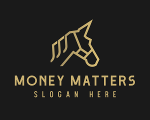 Gold Unicorn Horse logo design