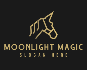 Gold Unicorn Horse logo design