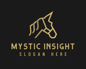 Gold Unicorn Horse logo design