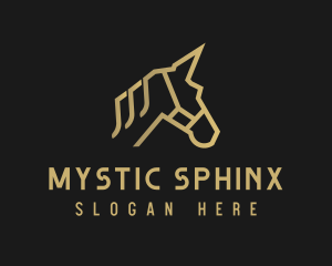 Gold Unicorn Horse logo design