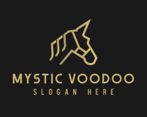 Gold Unicorn Horse logo design