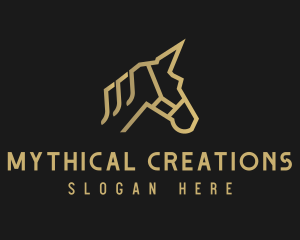 Gold Unicorn Horse logo design