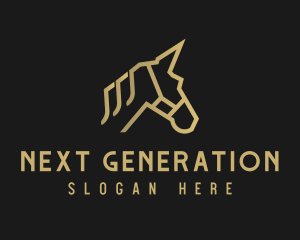 Gold Unicorn Horse logo design