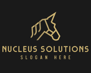 Gold Unicorn Horse logo design