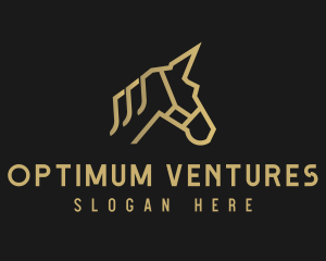 Gold Unicorn Horse logo design